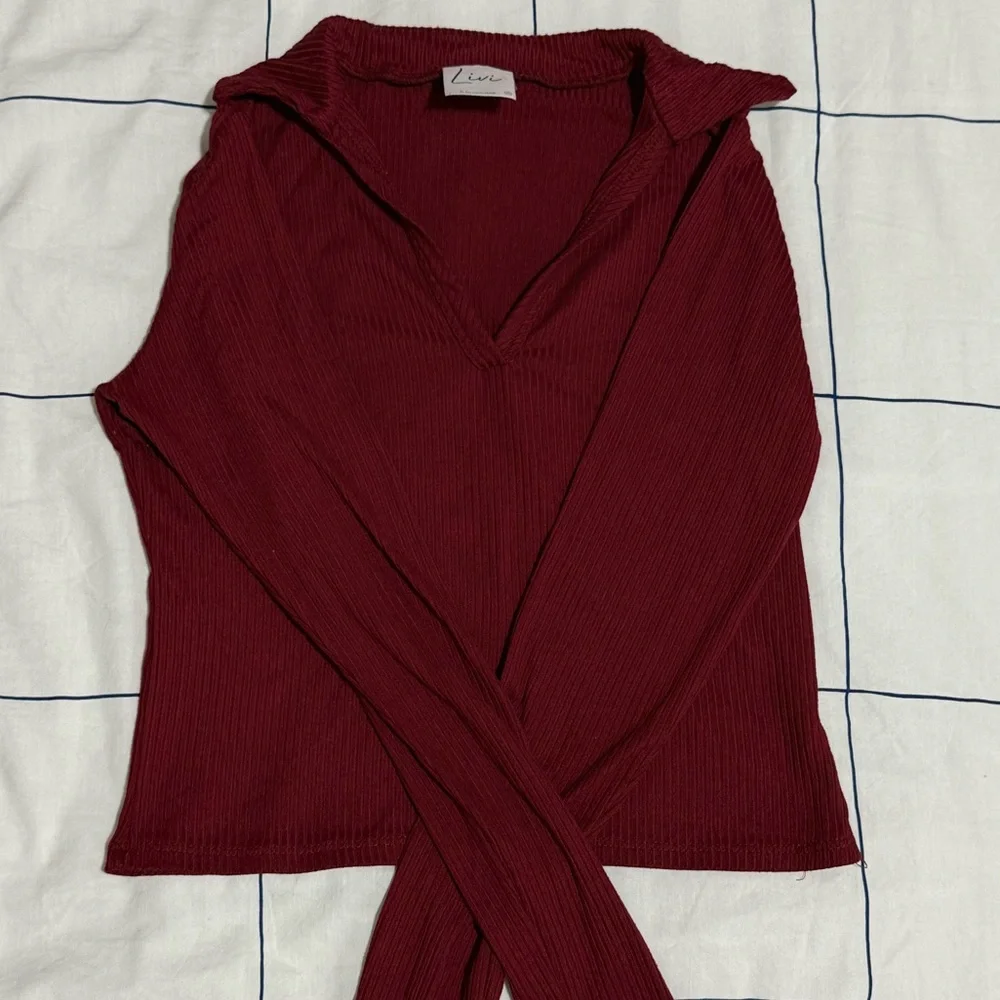 Burgundy Ribbed Top - Picture 2 of 6